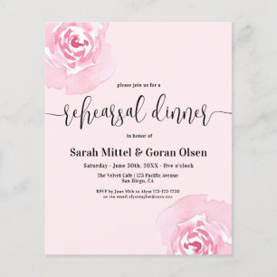 Papier Souper de répétition Budget Rose Roses Invitation