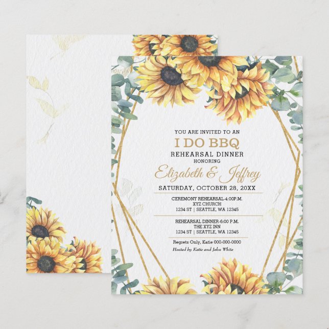 Papier Souper de répétition Budget Sunflowers Invitation (Devant / Derrière)