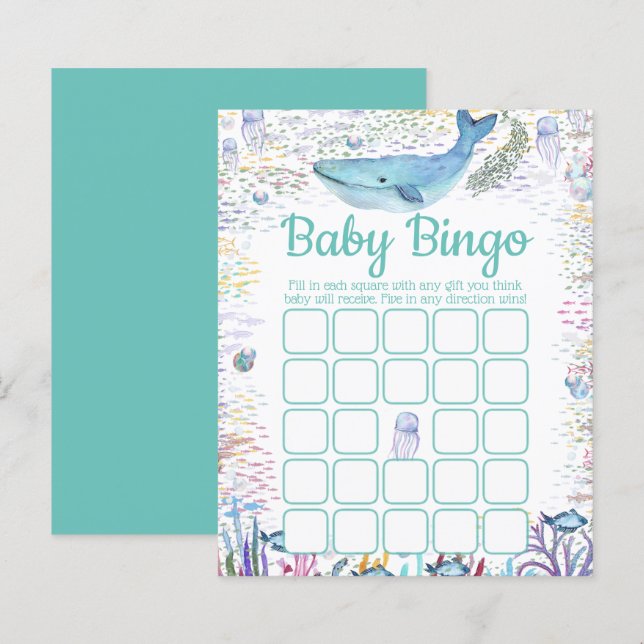 Papier Sous la mer | Bingo de Baby shower à thème océaniq (Devant / Derrière)