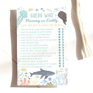 Papier Sous La Mer Devinez Qui Baby shower Jeu