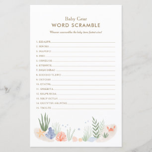 Papier Sous le Baby shower de la mer Word Scramble Jeu