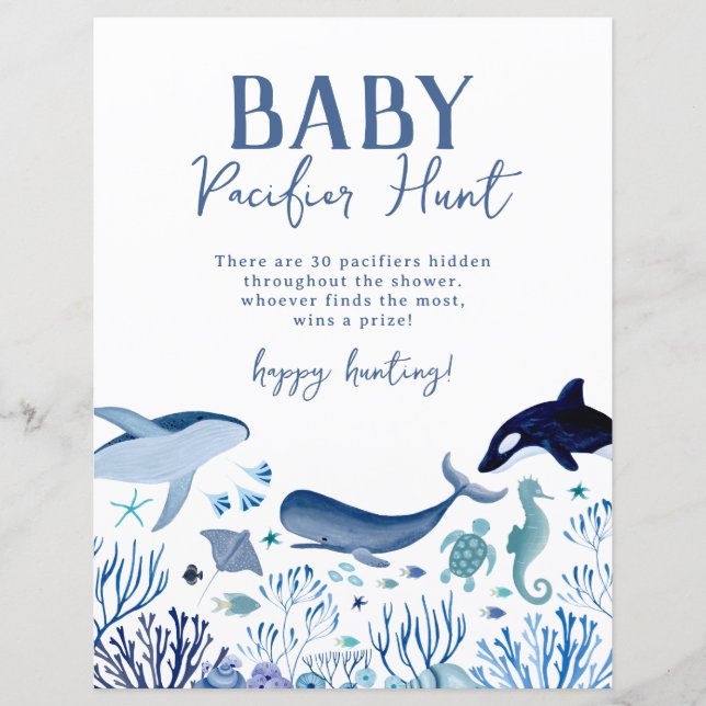 Papier Sous le jeu de chasse au Pacifique du Baby shower  (Devant)