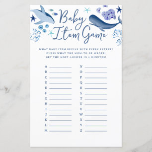 Papier Sous le Sea Blue Boy Whale Baby Item Jeu