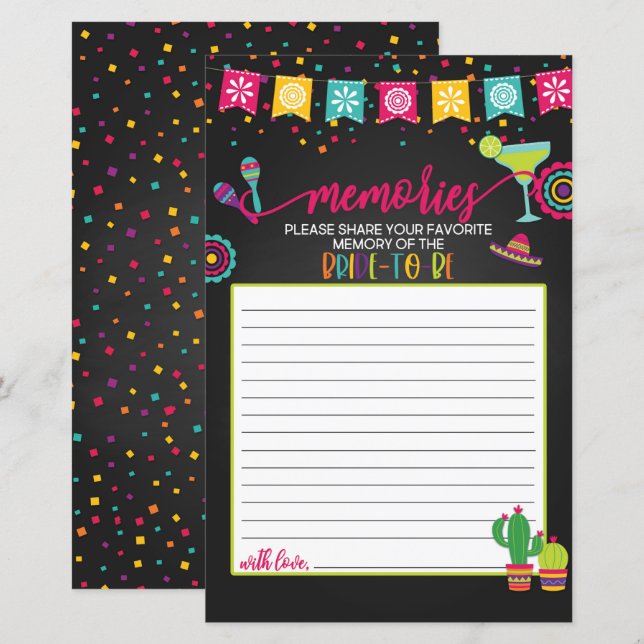 Papier Souvenirs de la mariée à être - Fiesta (Devant / Derrière)