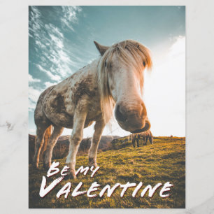 Papier Soyez ma Saint-Valentin en regardant Cheval