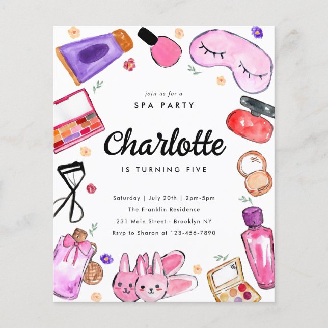 Papier Spa du pyjama de maquillage pour filles à budget A (Devant)