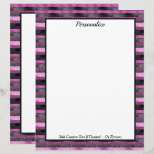 Papier Sparkle Chic Rose Noir Paillettes Rayure Personnal