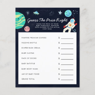 Papier Spatiale Devinez Le Prix Bon Baby shower Jeu