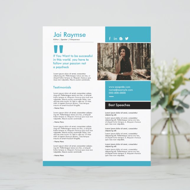 Papier Speaker One Sheet Template (Debout devant)