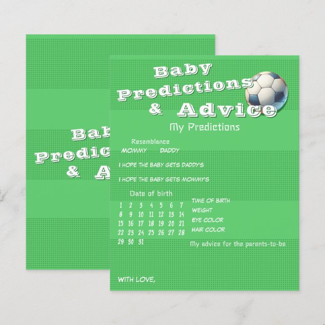 Papier Sport Football Baby Predictions & Conseils Jeu (Devant / Derrière)
