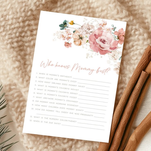 Papier Spring Wildflower Shower Who Knows Mommy Game (Wildflower Baby Shower Game)