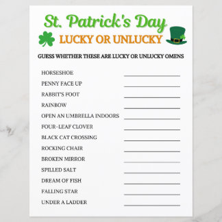 Papier St. Patrick's Day Jeu de chance ou de malchance
