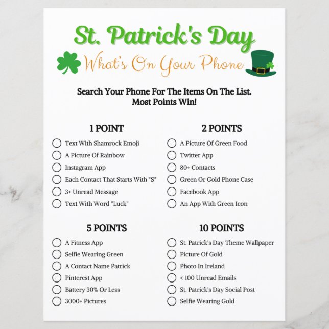 Papier St. Patrick's Day Qu'est-ce qu'il y a sur votre je (Devant)