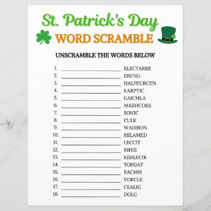 Papier St. Patrick's Day Word Scramble Jeu