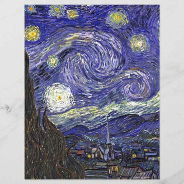 Papier Starry Night, Vincent Van Gogh. (Devant)