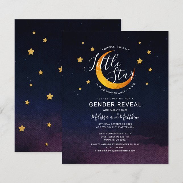 Papier Stars budgétaires et Lune Genre Reveillez Invitati (Devant / Derrière)