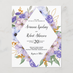 Papier Staubige lila Blumen Hochzeits-Einladung