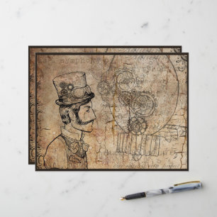 Papier Steampunk Inventeur Top Hat Scientist Horloge