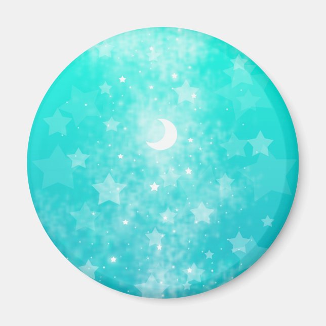 Papier Sterne und Mondfantasie Himmelskunst Kunst Magnet (Vorne)