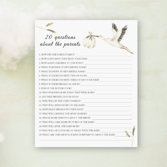Papier Stork - 20 questions sur les Parents (Créateur téléchargé)
