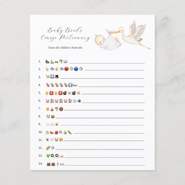 Papier Stork Baby Books Emoji Jeu (Devant)