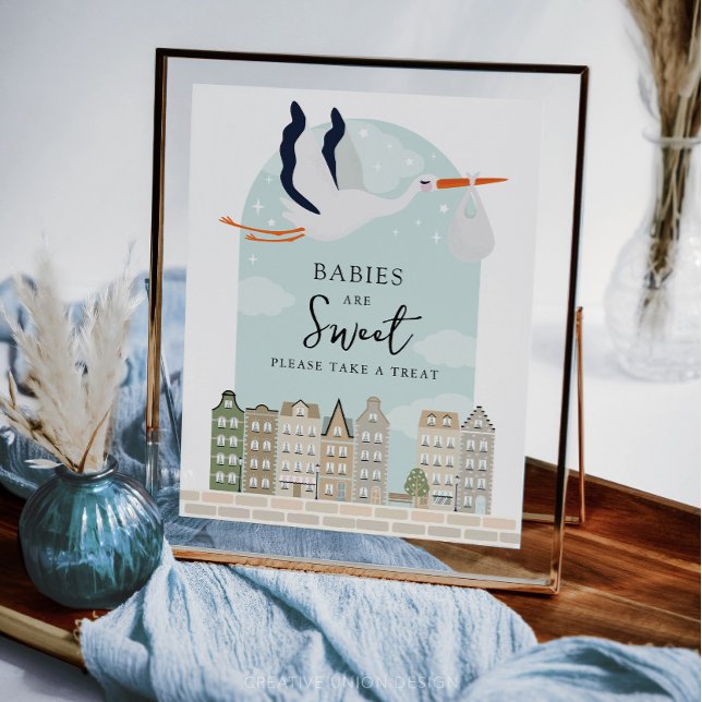 Papier Stork Boho Baby shower Les bébés sont des faveurs  (Boho Baby Shower Stork)