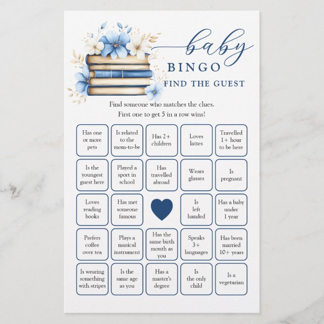 Papier Storybook Baby Shower Find the Guest Bingo Game (Devant)