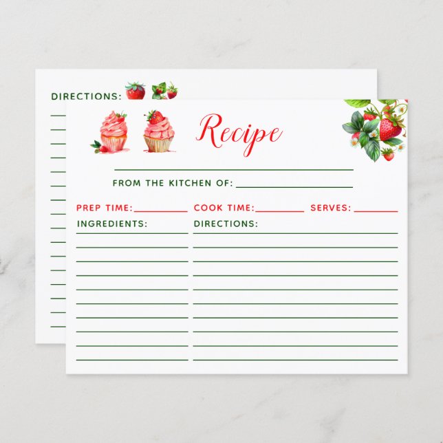 Papier Strawberry Cupcake Recipe (Devant / Derrière)
