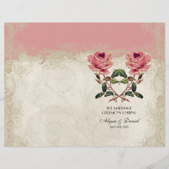 Papier Style baroque Dentelle Rose Vintage (Devant)