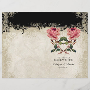 Papier Style baroque Vintage Rose noir n crème dentelle