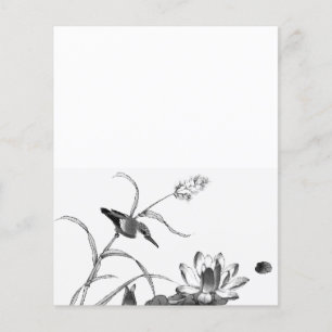 Papier Stylo et encre Dessin Pond Lotus et Bird