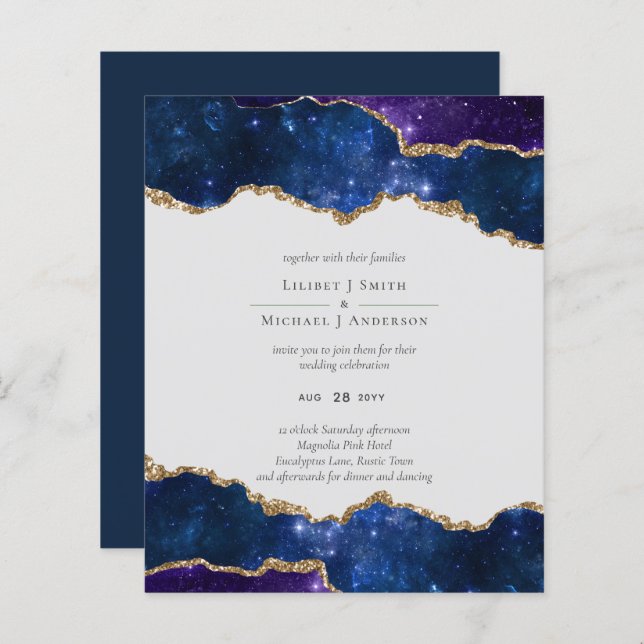 Papier Sublime Agate Blue Gold MARIAGE SUITE (Devant / Derrière)
