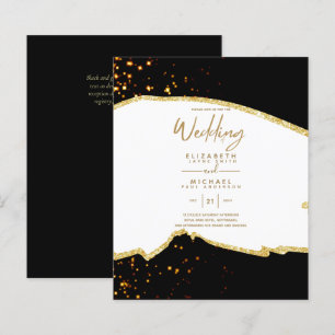 Papier Sublime Black Gold White Wedding Invitations