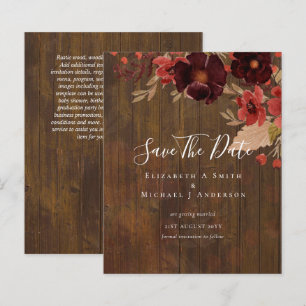 Papier Sublime Bourgogne Floral Mariage SAVE DATES Budget