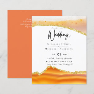 Papier Sublime Orange Gold Agate Wedding INVITE BUDGET