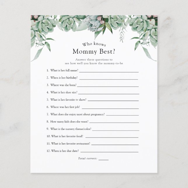 Papier Succulent et Eucalyptus qui connaît maman mieux (Devant)