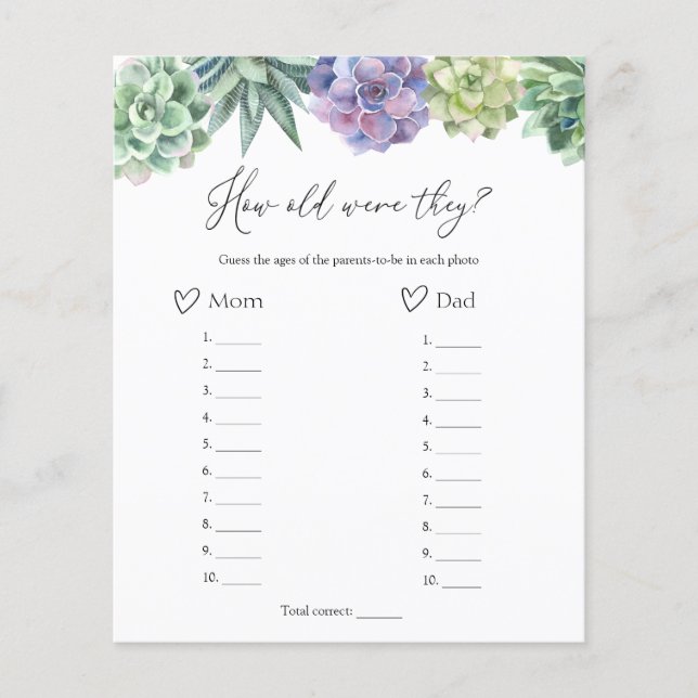 Papier Succulent L'Âge De Leurs Parents Jeu (Devant)