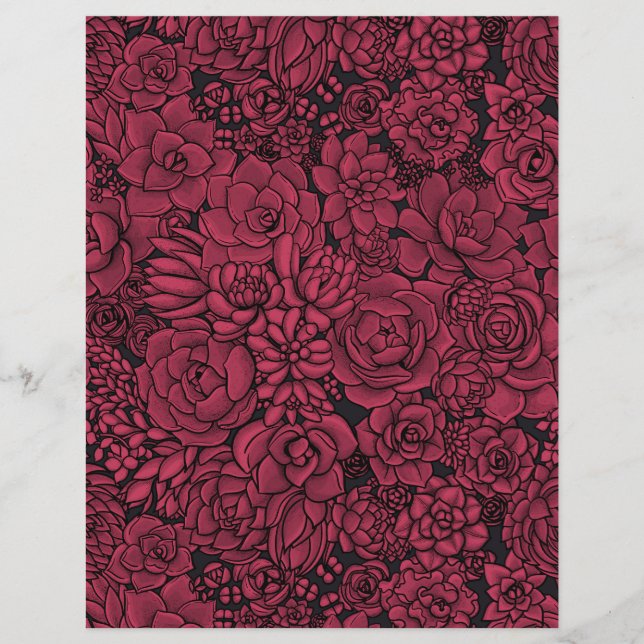 Papier Succulents à Viva Magenta- Couleur de l'année 2023 (Devant)