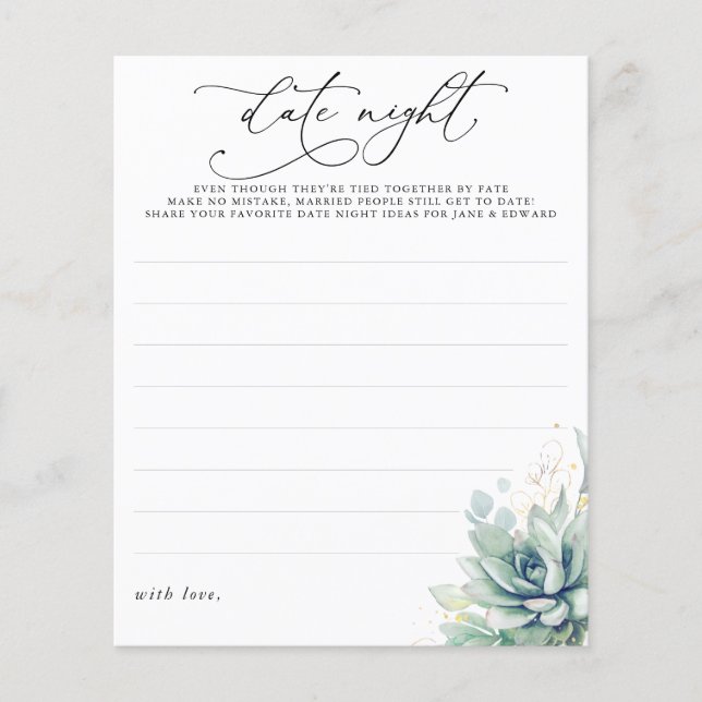 Papier Succulents Végétation Date Nuit Idées (Devant)