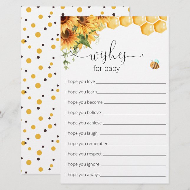 Papier Sucré Comme Peut Être Baby shower Souhaits Pour Bé (Devant / Derrière)