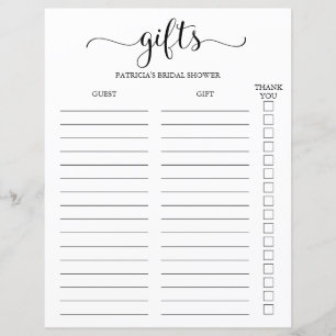 Papier Suivi de liste d'invités de script simple