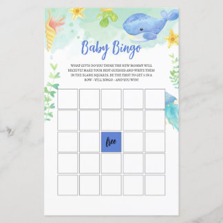 Papier Summer Under the Sea Baby shower Jeu BINGO