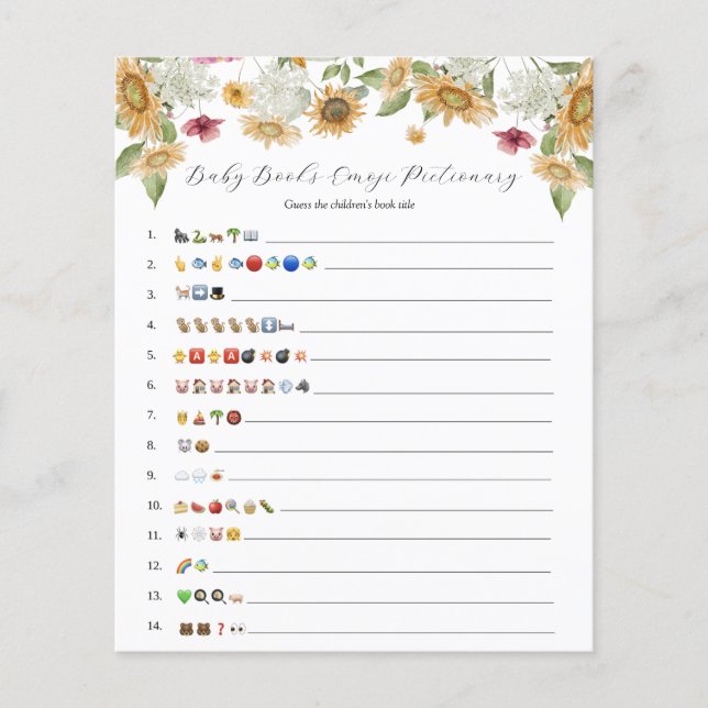 Papier Sunflower Baby Books Emoji Jeu (Devant)