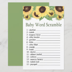 Papier Sunflower Baby jeu de mots scramble