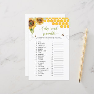 Papier Sunflower Baby Word Scramble Baby shower Jeu