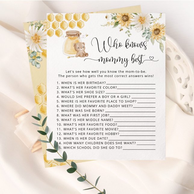 Papier Sunflower bee Qui connaît maman meilleur jeu (Créateur téléchargé)