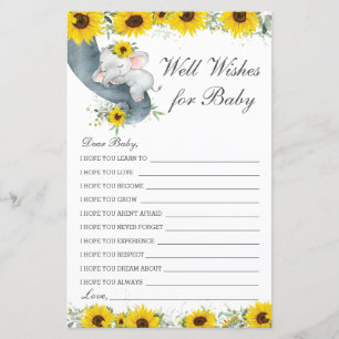 Papier Sunflower Elephant Wives for Baby Message