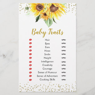 Papier Sunflower est sur le chemin Baby shower Baby Trait