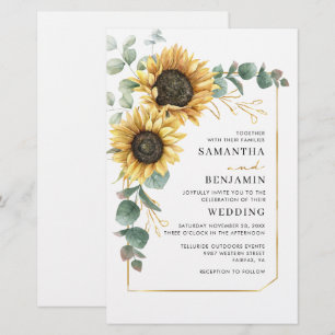 Papier Sunflower Eucalyptus Floral Faire-part de mariage