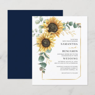 Papier Sunflower Floral Faire-part de mariage de verdure